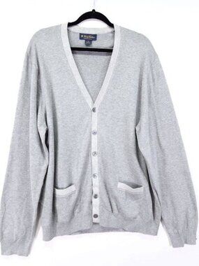 Brooks Brothers Cardigan Sweater Mens XL Gray Button Up Supima Cotton